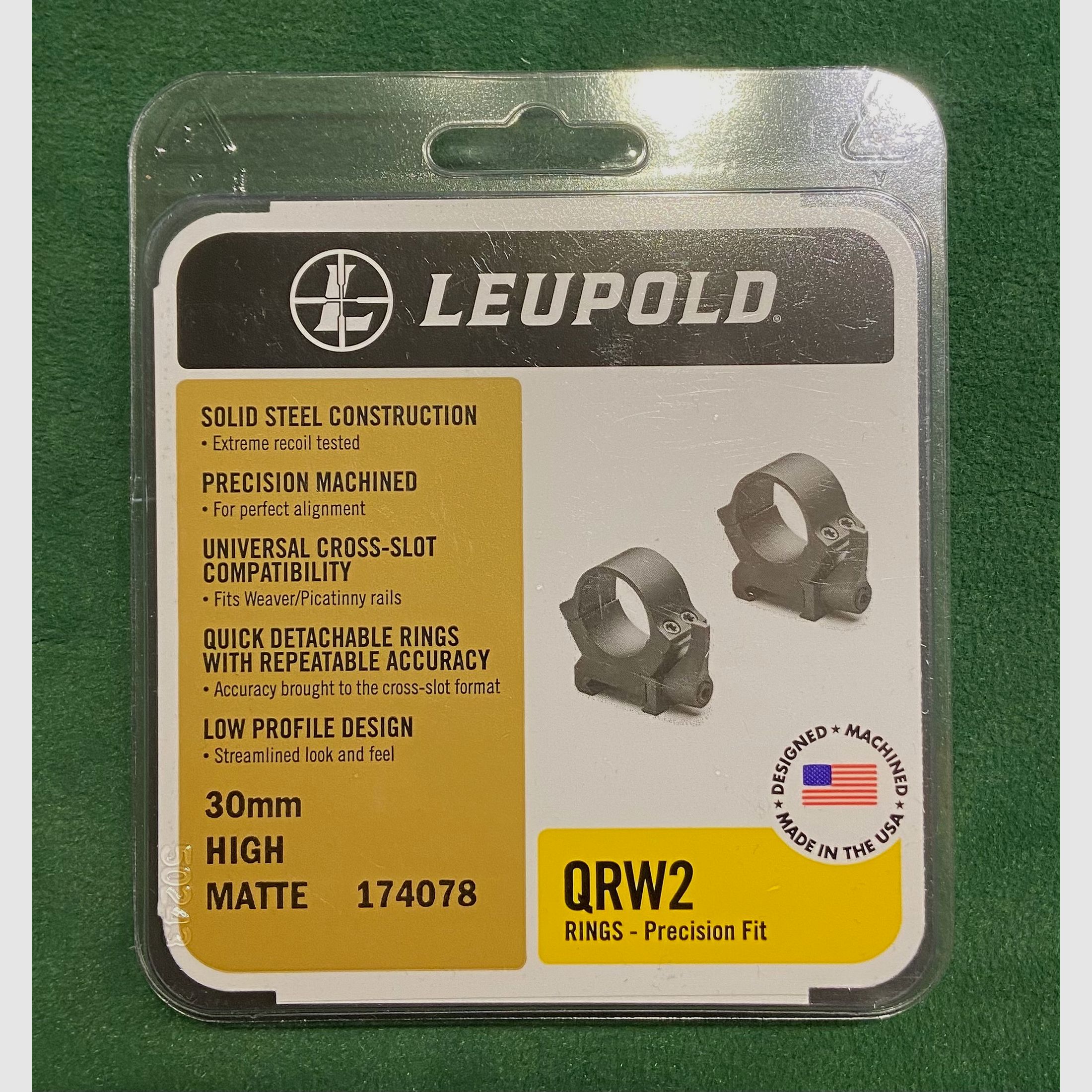 Leupold QRW2 Weaver RINGE 30mm High (H=12,18mm) mit Spannhebel, Stahl, Matt