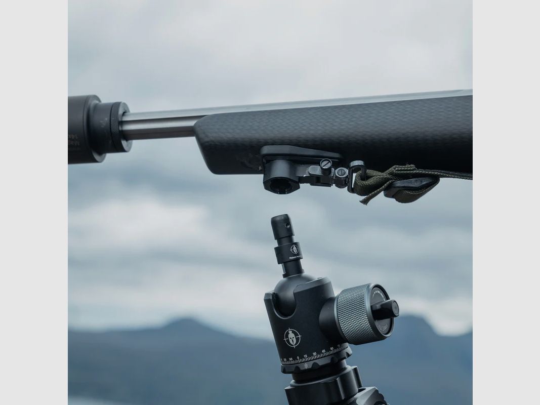 Spartan Precision Equipment Ascent Tripod™ Gen 2 Woodland mit Davros Pro Head™ und Trekkingstockgriffen