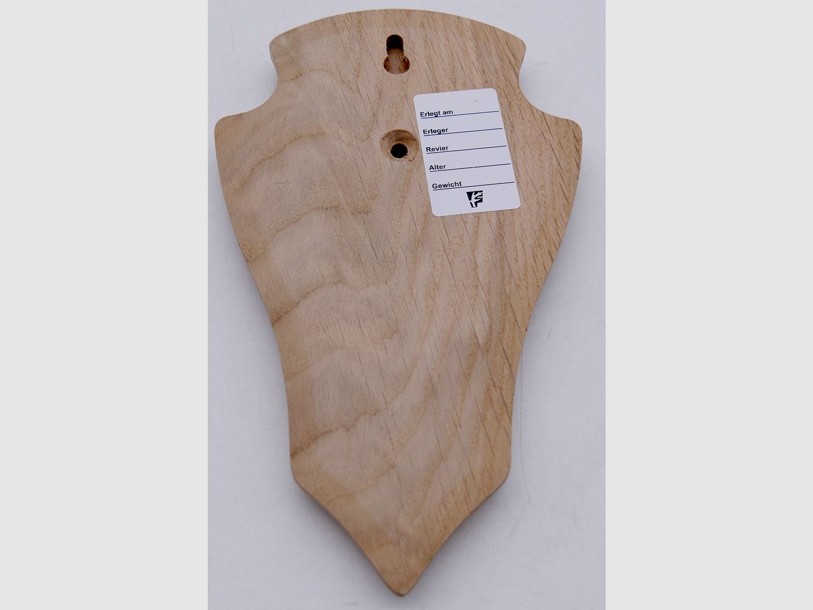 Wappenschilder für Rehtrophäen Doppelfräsung aus Eichenholz Hell 18x11cm