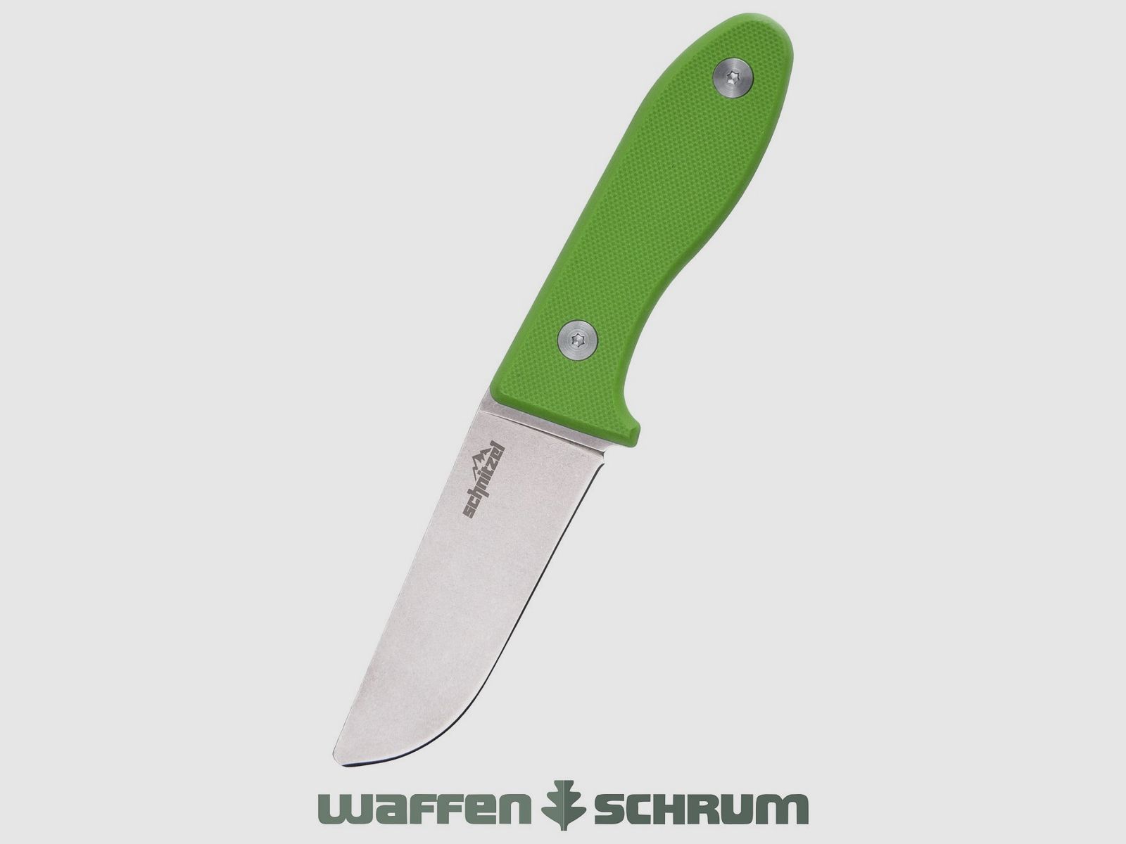 Nóż dziecięcy Schnitzel UNU zielony ze stali nierdzewnej 8Cr13Mov z wykończeniem stonewash w tym pochwa z Kydexu (czarna)