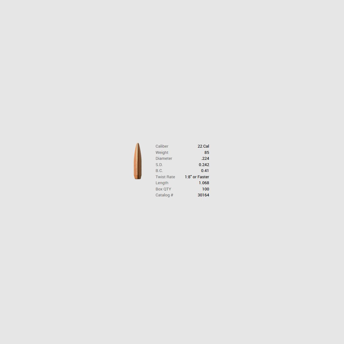 Barnes Geschoss .22/.224 85GR Match Burners BT 100 Stück