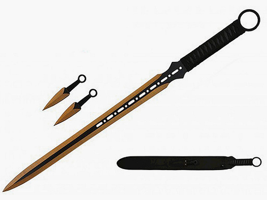 Ninja Schwert mit 2 Kunai und Trageriemen