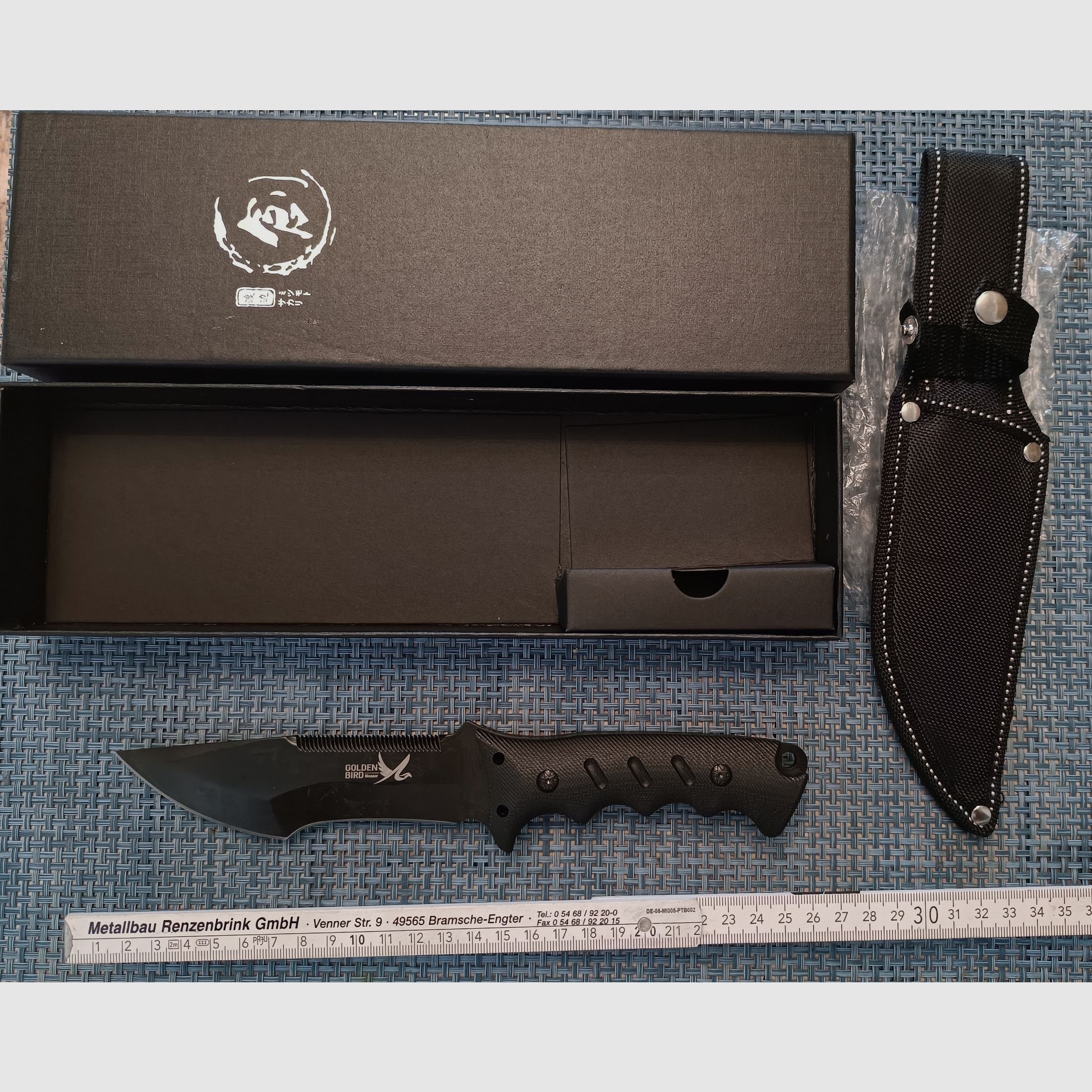 Cuchillo Bowie Caza Combate Pájaro Dorado