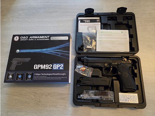 G&G GPM92 GP2 (Beretta 92) Pistola Airsoft Gas-Blowback 6mm BB Metal completo / muy buen estado y cuidado