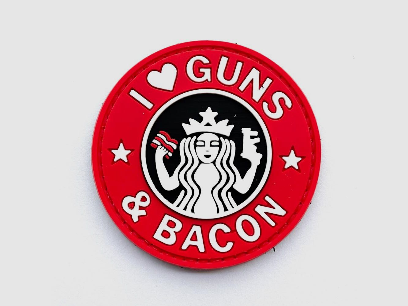 J'aime les patchs de pistolets et de bacon pourrissant