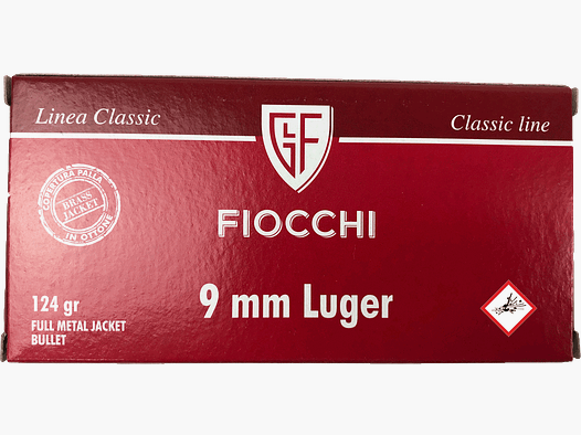 Cartucho de pistola Fiocchi 9 mm Luger VM 124 grs