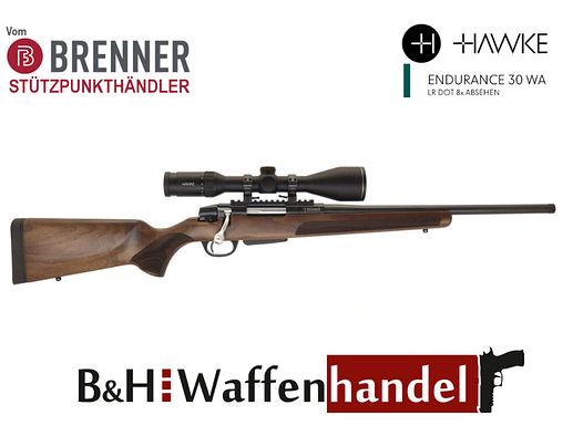 Brenner Komplettpaket:	 Brenner BR20 Holzschaft mit Hawke Endurance 3-12x56