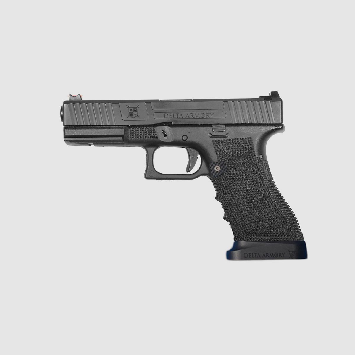 P04 GBB Airsoft Pistol with Grip Stippling in Black | Delta Armory