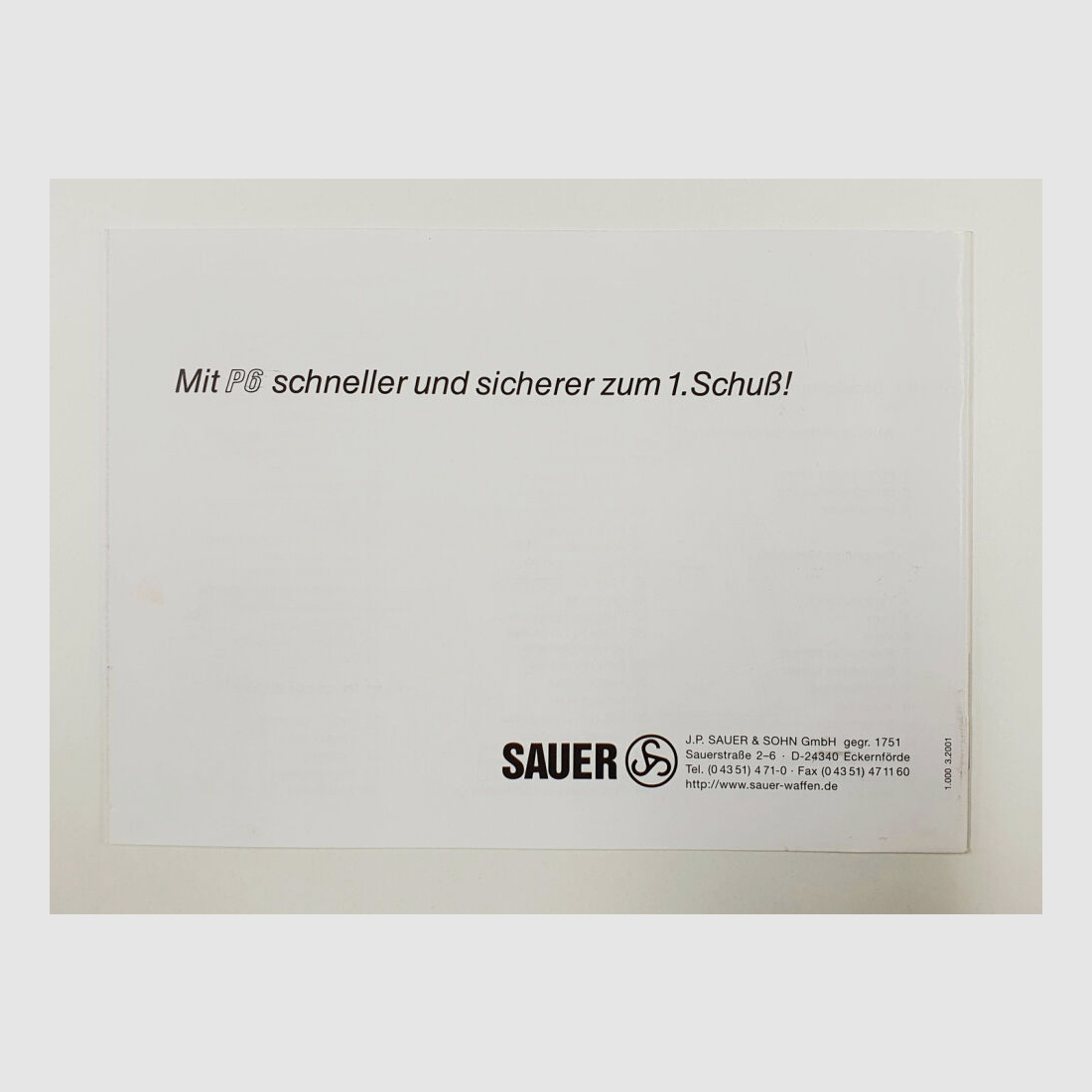 SIG Sauer Kurzbeschreibung und Bedienungsanleitung für die Pistole P6 / P225 9mm x 19 Zustand leicht gebraucht