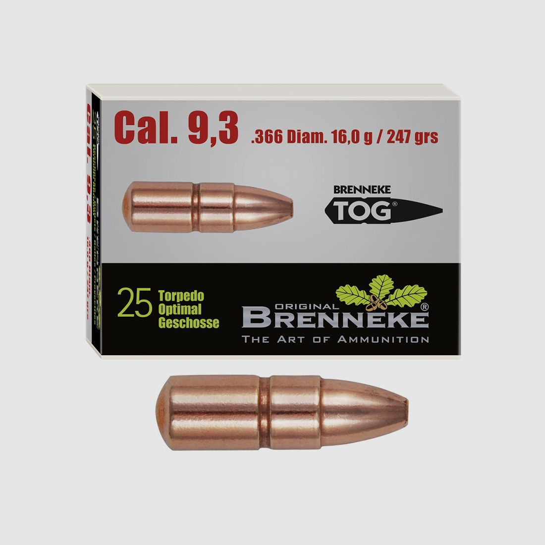 Brenneke Geschoss 9,3mm (.366) TOG 16g / 247grs 25 Stück
