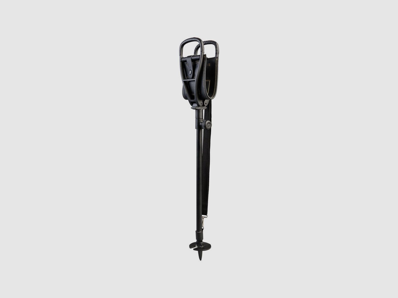 EUROHUNT Sitzstock Schwarz - Verstellbare Sitzfläche aus Büffelleder für die Jagd, Bild 6 von 8