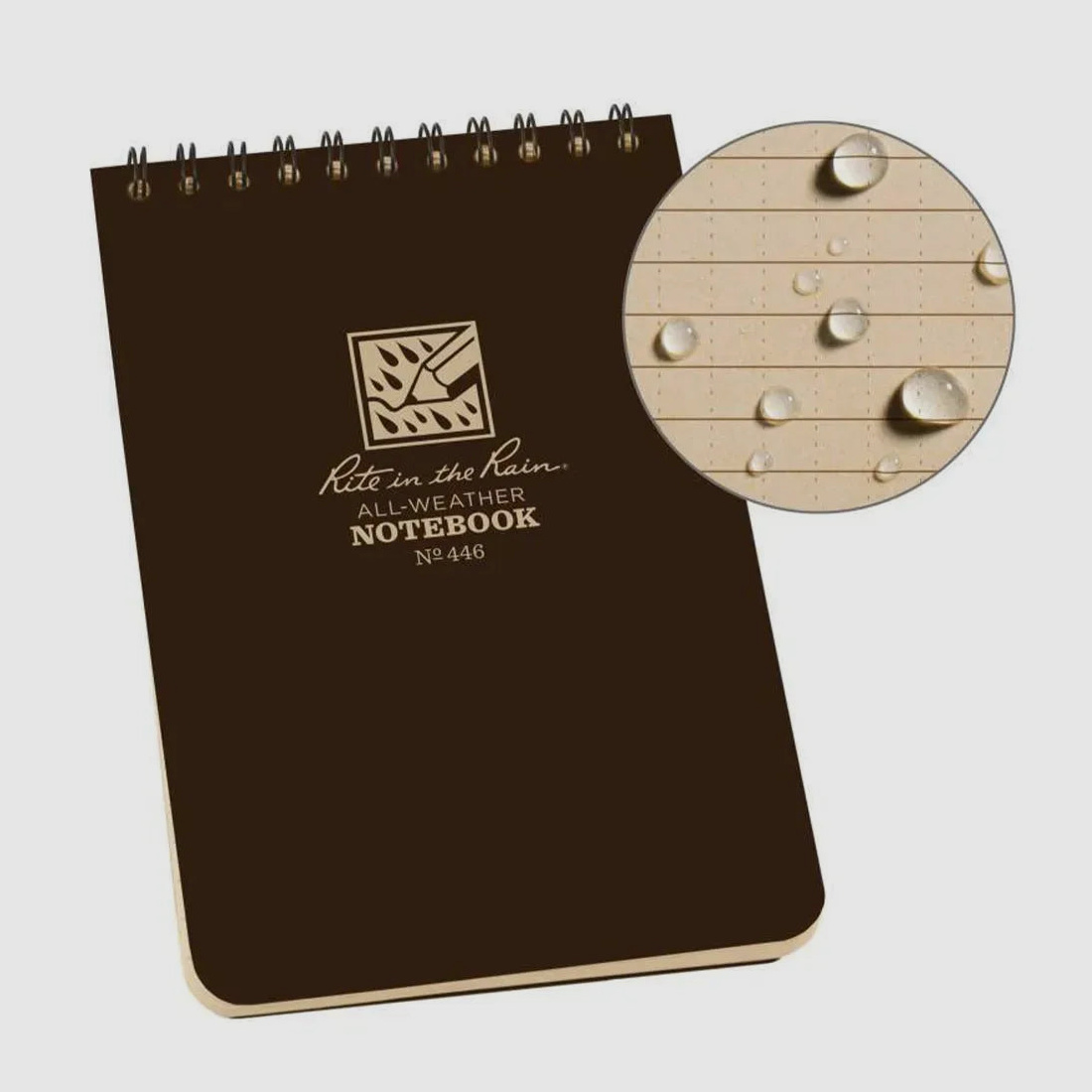 Rite in the Rain Notizblock Spiralbindung oben braun