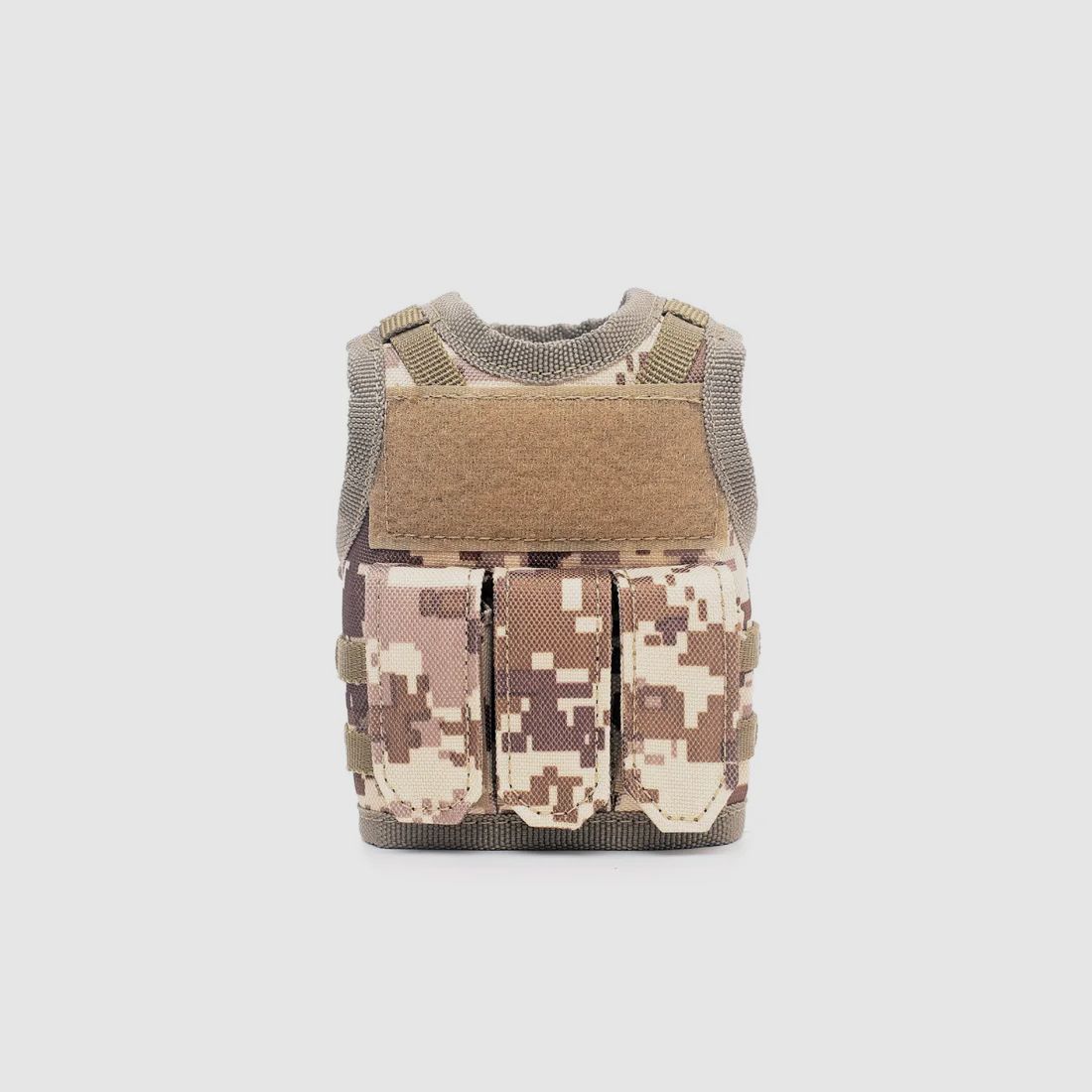 Mini Tactical Schutzweste mit Fronttaschen für Bierflasche / Weinflasche / Thermosflasche - Digital-Desert