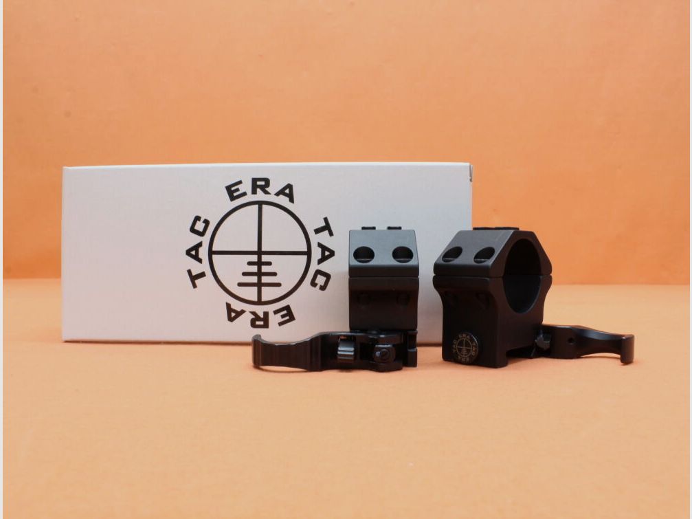 Recknagel Era-Tac QD mounting rings 30mm (T1003-0013) with lever, black aluminum, height=13mm for Picatinny profile