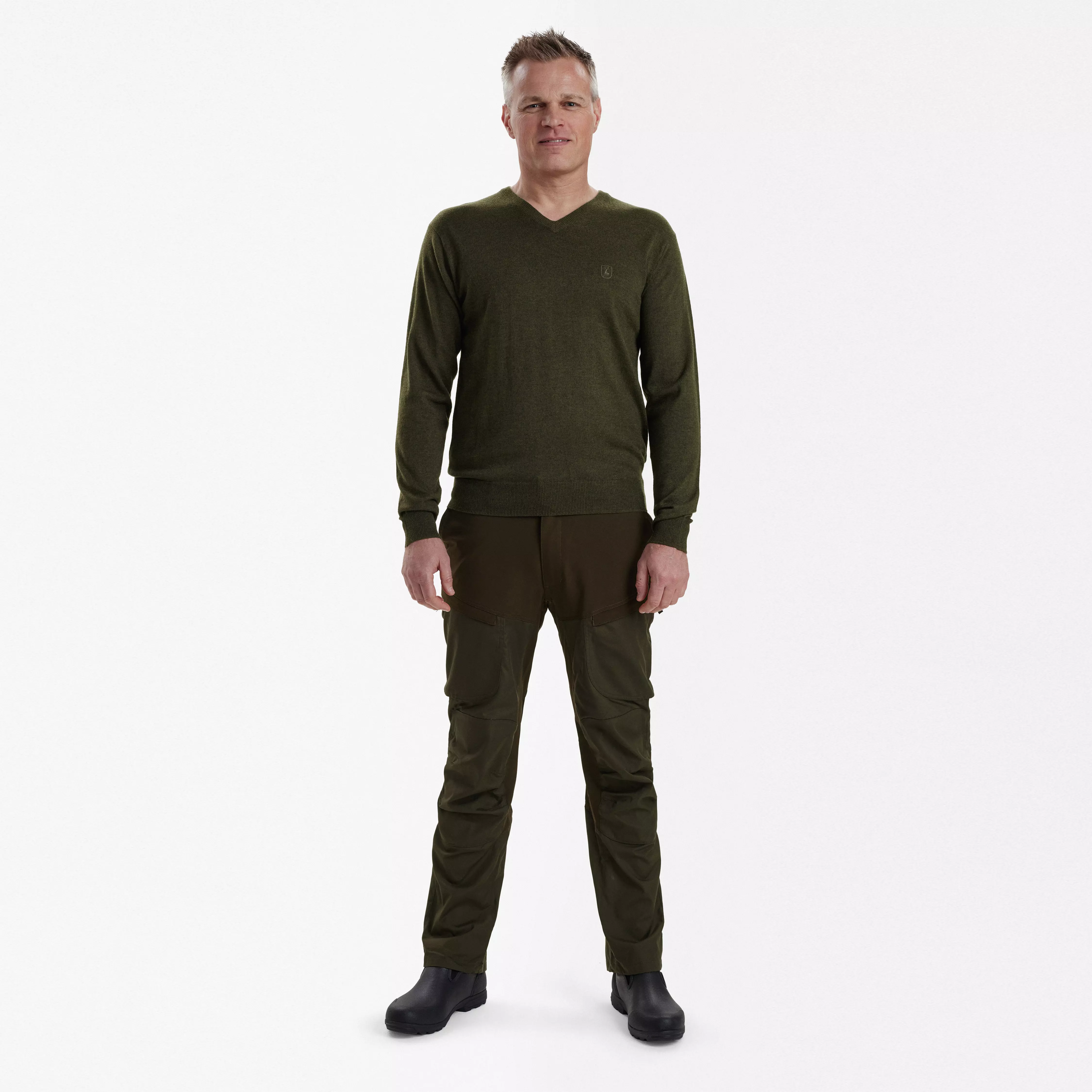 Kingston maglione con scollo a V - Green Melange, immagine 3 di 5