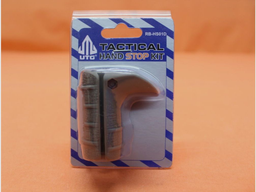 UTG - Leapers UTG Tactical Hand Stop Kit (RB-HS01D) FDE incl. Garde de rail en caoutchouc pleine profil / Handstop avec couverture de rail