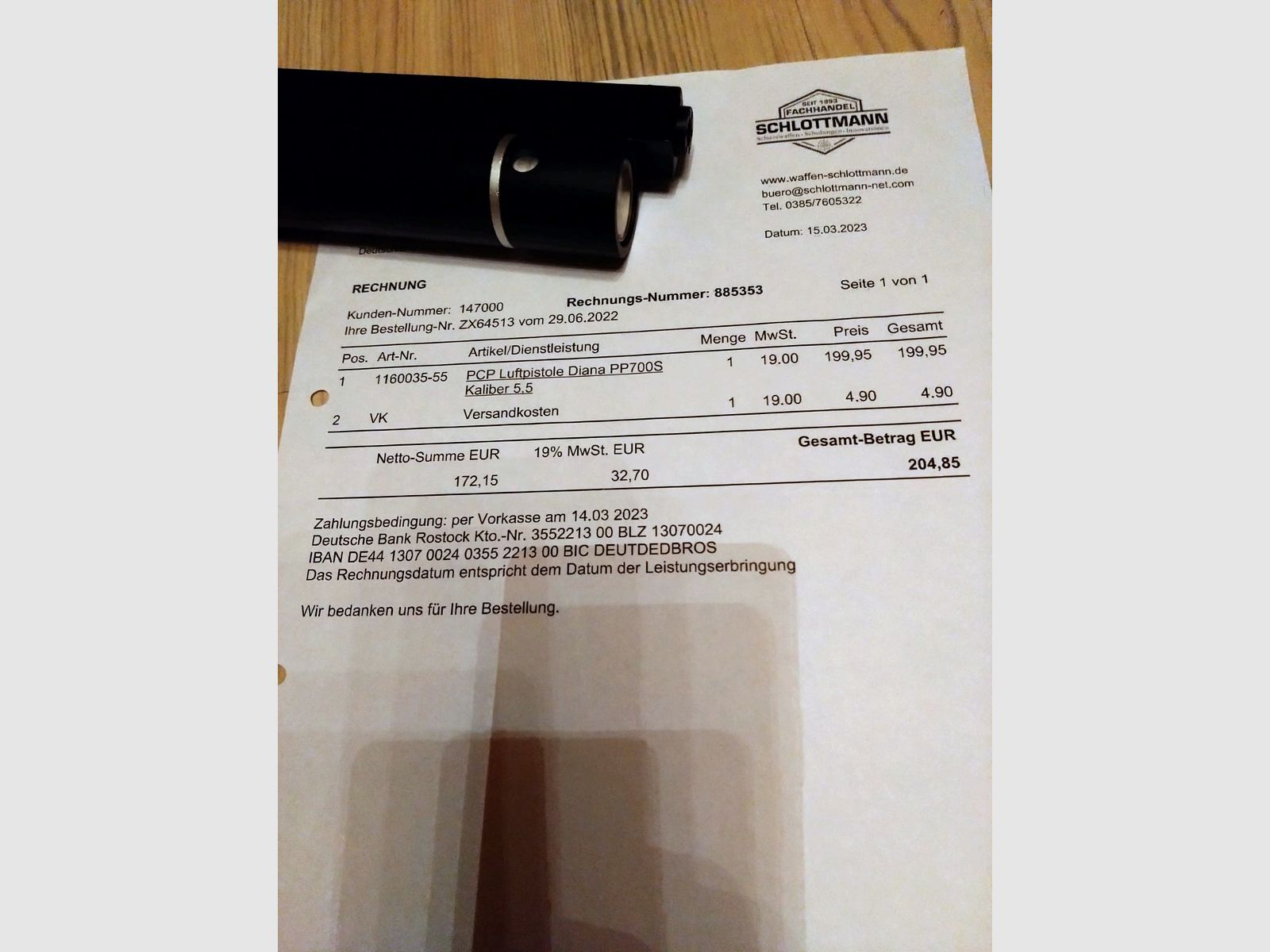 Pressluftpistole airmaX PP700S-A, Kaliber 5,5mm + Klappschaft + DOT