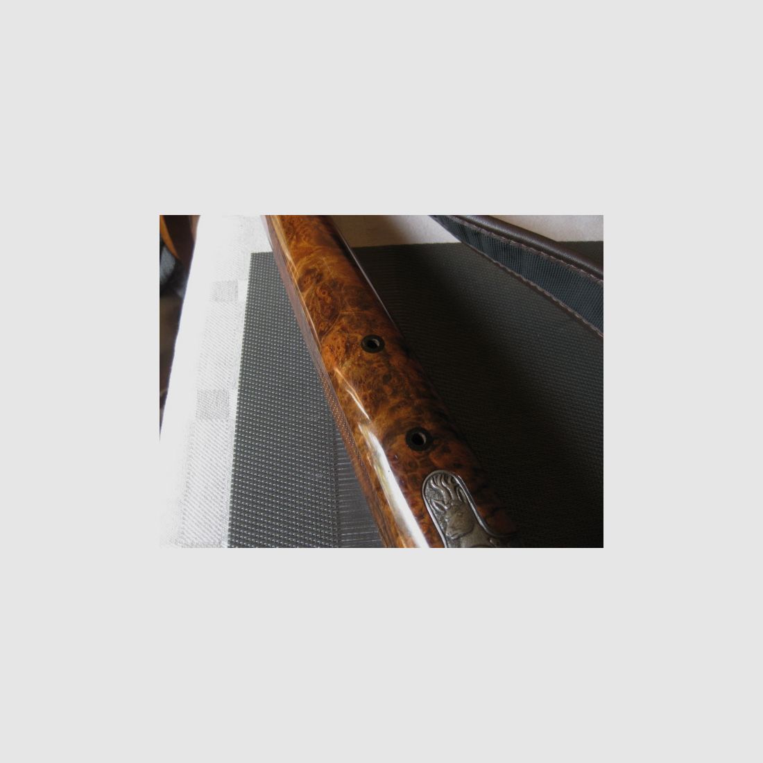 Absolutely UNIQUE COLLECTOR'S ITEM = Almost like new "Custom STEEL SYSTEM completion" with HAND-MODELED FULL ENGRAVINGS for R93, with custom-made right-handed semiweight stock and Category-11!! System is still one WITHOUT serial number!! Includes Blaser leather rifle sling!, image 14 of 17