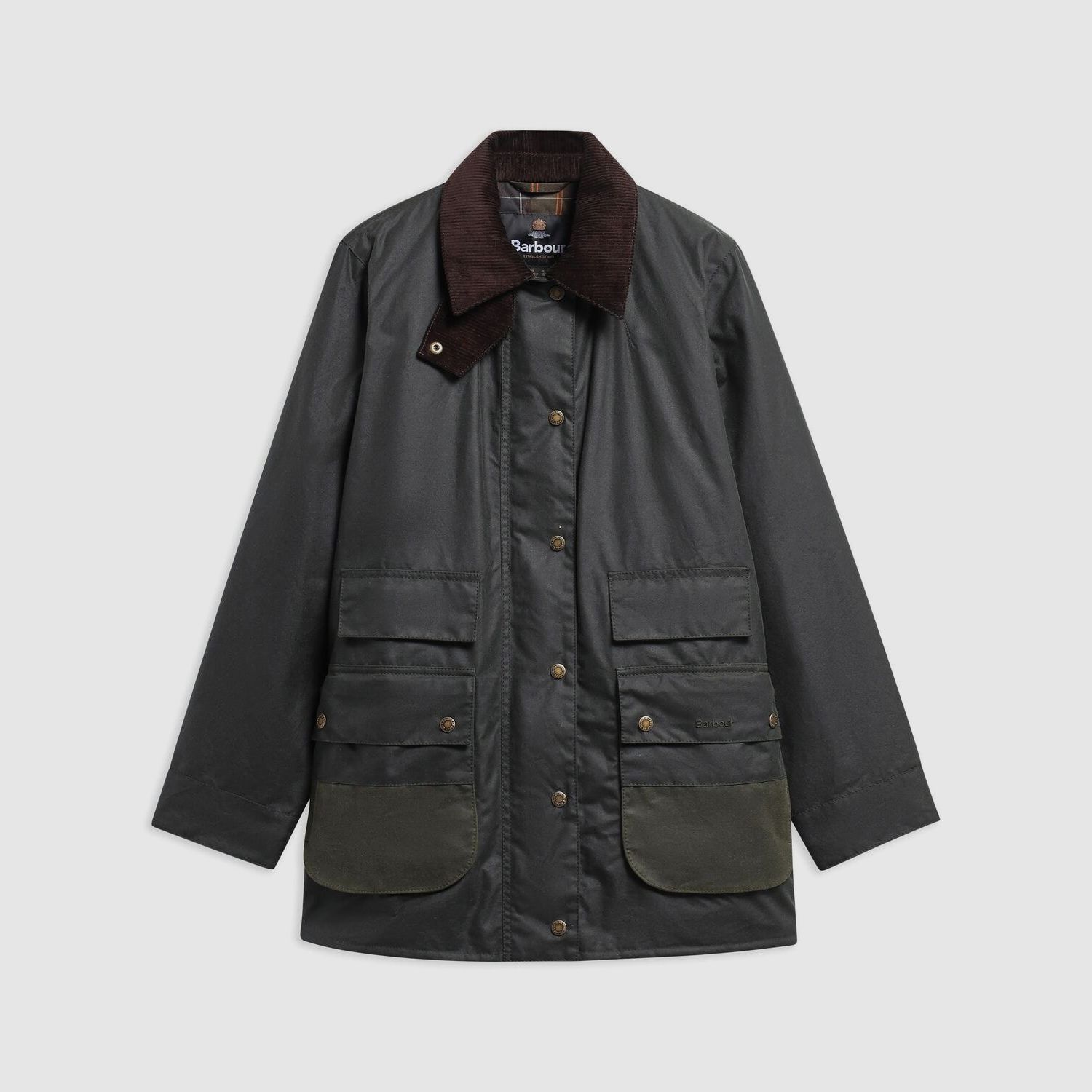 Barbour Modern Border Waxed Jacket Dames Sage 10