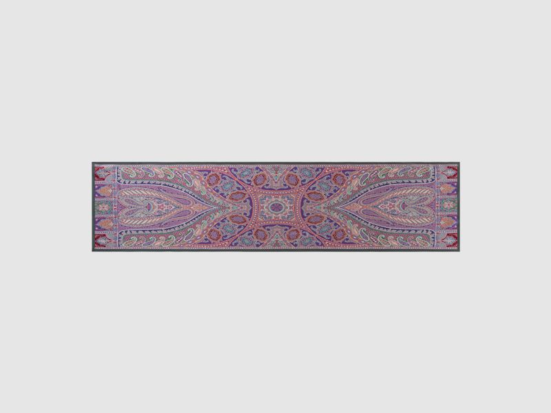 Sciarpa Design Multicolore con Colore Principale Verde Oliva in Twill di Seta Pura, immagine 2 di 3