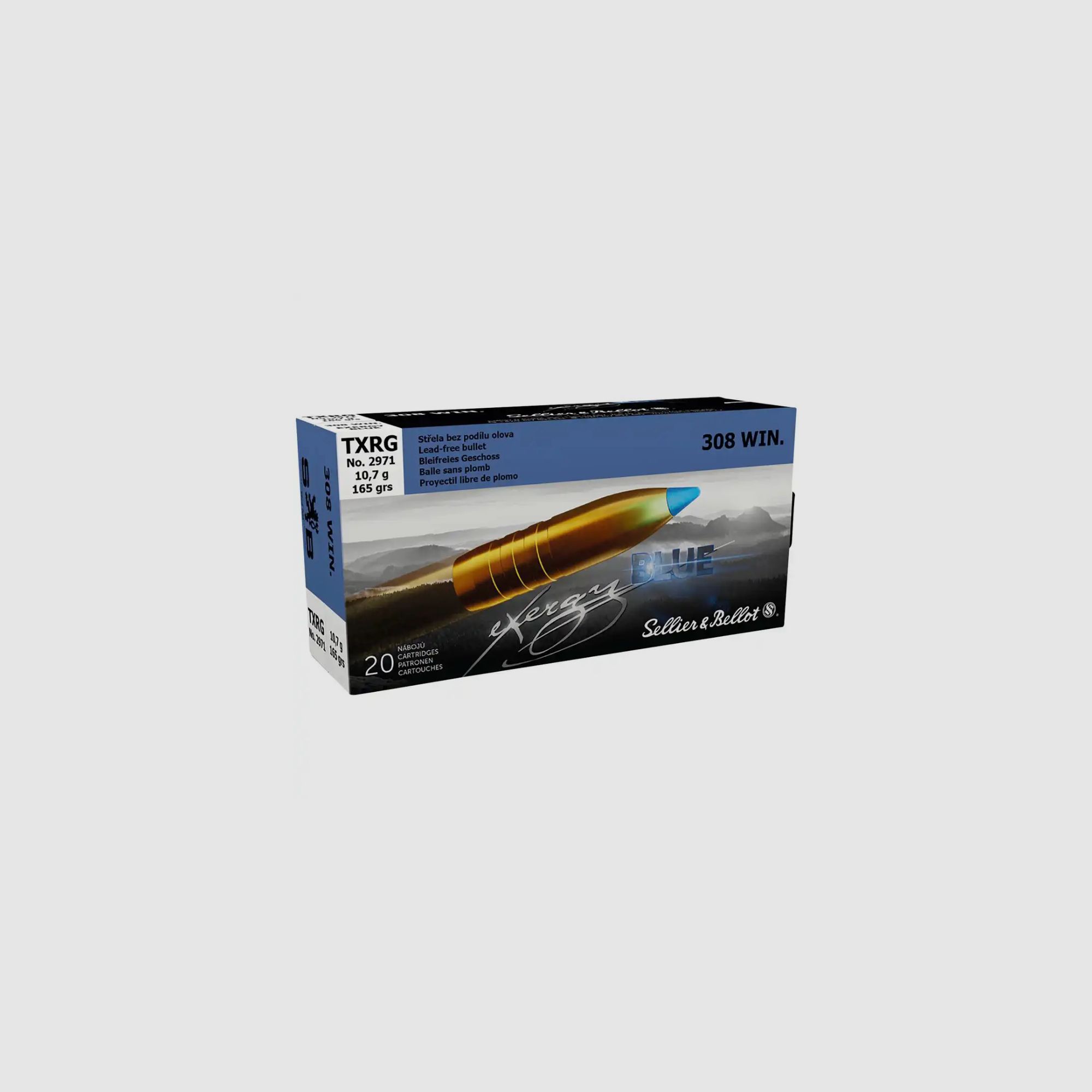 S&B Sellier & Bellot .308 Win. TXRG bleu 10,7g 165gr sans plomb