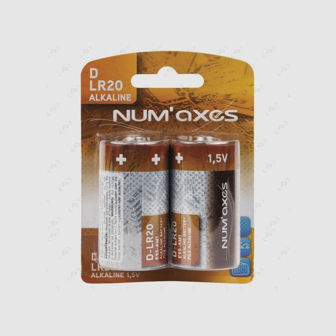 Blister mit 2 Alkalibatterien NUM'AXES LR20 1,5V