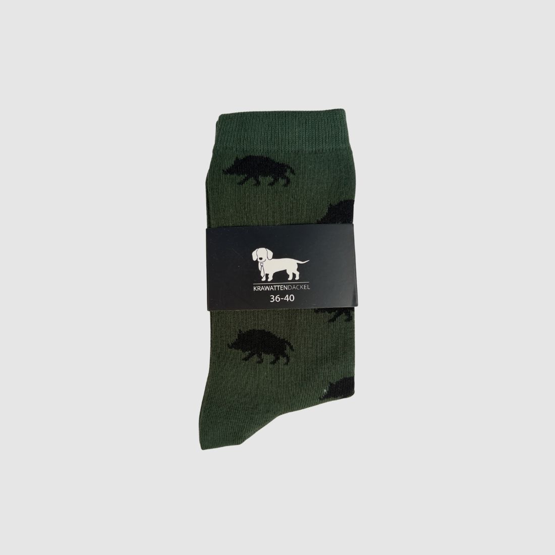Tie Dachshund Socks Wild Boar Green