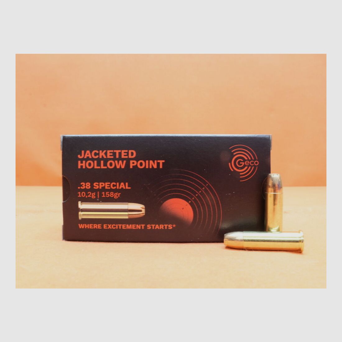 Cartouche GECO .38Special GECO 158grs JHP (2317717) VE 50 cartouches/ 10,2g ogive creuse (avec points de rupture)