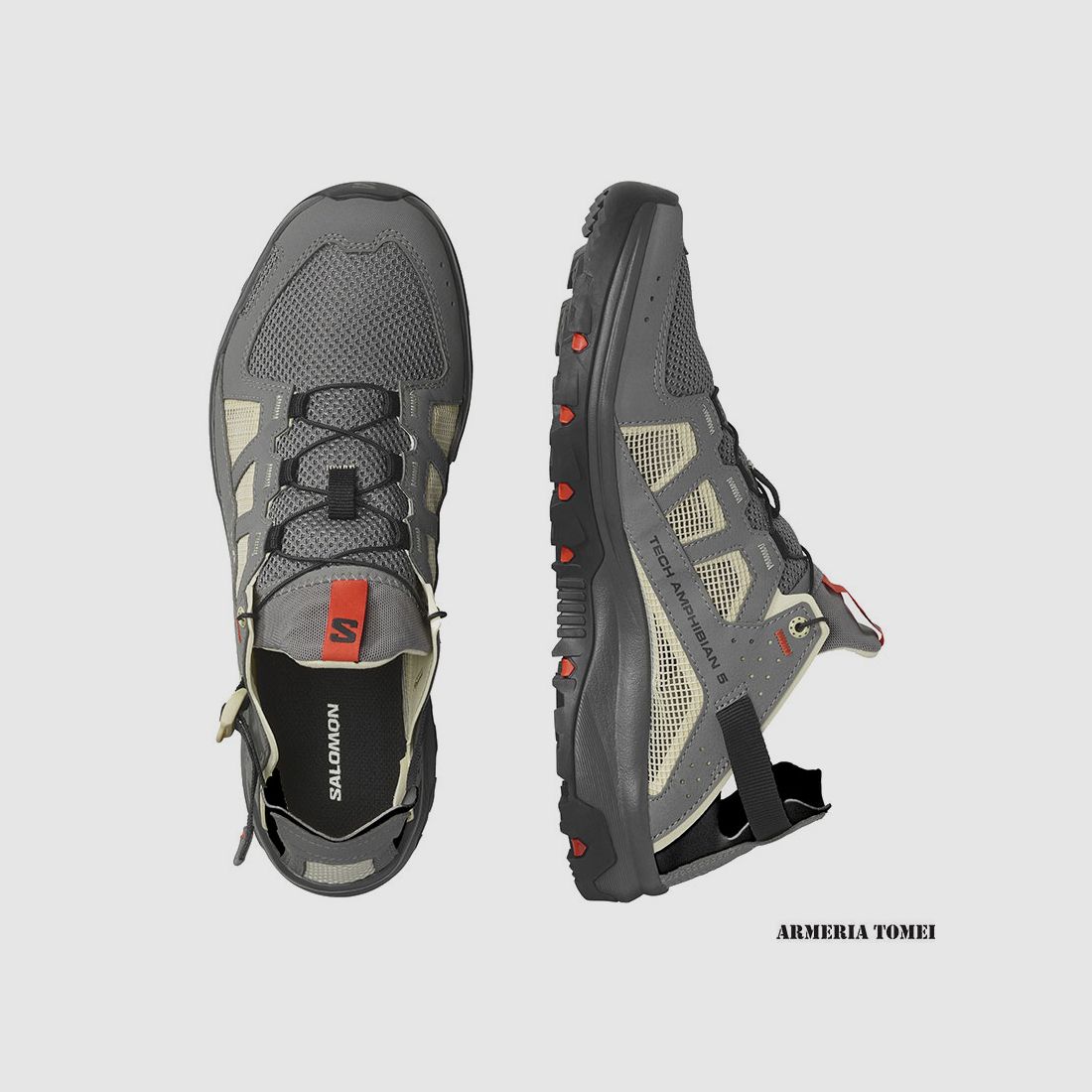 SALOMON – HOMME – TECHAMPHIBIAN 5 Pewter / Moth / Fiery Red, image 5 sur 7
