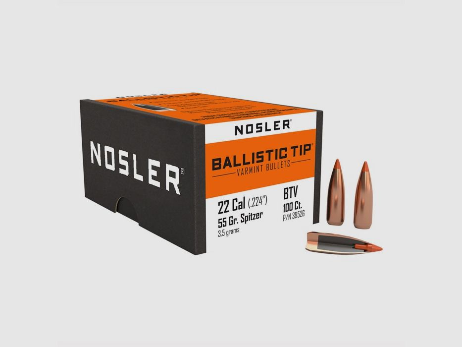 NOSLER 22 CALIBER (0.224″) 55GR SPITZER 100/BOX, image 2 of 2