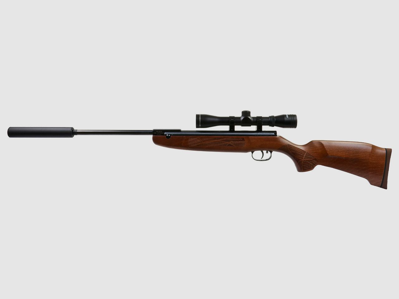 Luftgewehr Weihrauch HW 30 S brĂĽniert Buchenholzschaft punziert SchalldĂ¤mpfer Zielfernrohr 4x32 Kaliber 4,5 mm (P18)