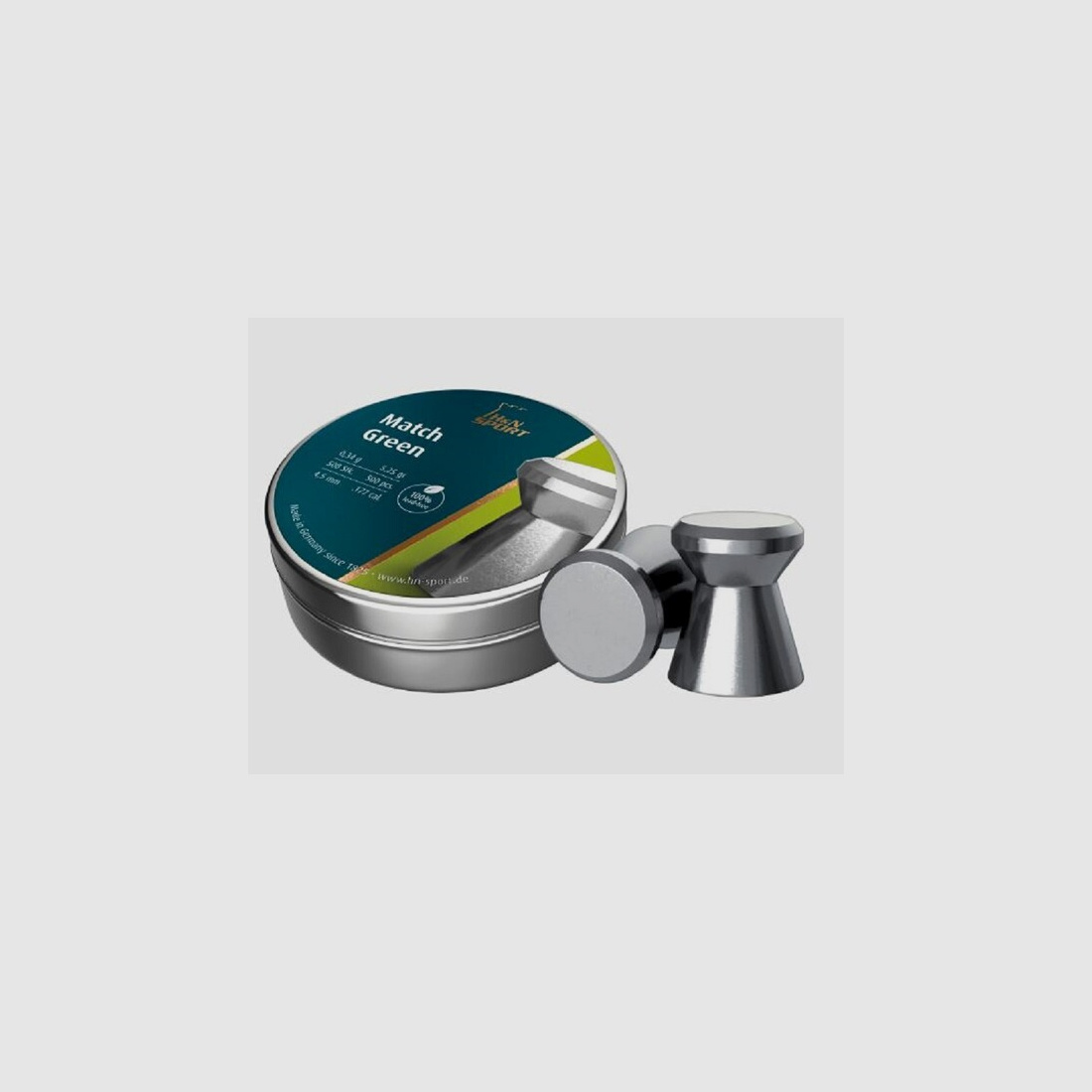 H&N - Luftgewehrmunition Match Green - 100% Bleifrei - 4,5 mm - 500 Stück