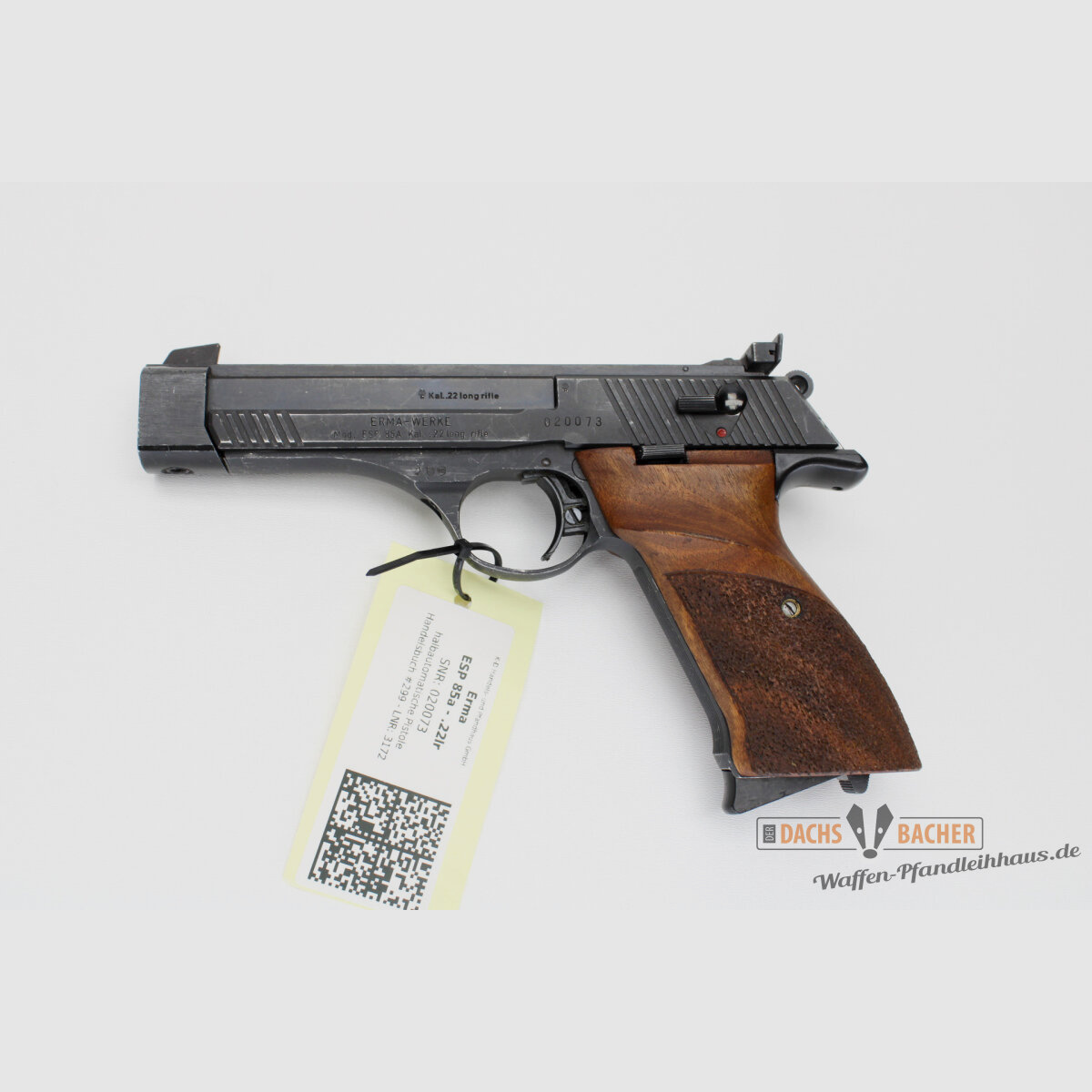 Pistole Erma ESP 85A Kal. .22lfB mit 2tem Magazin, Gewicht, Anschussbild