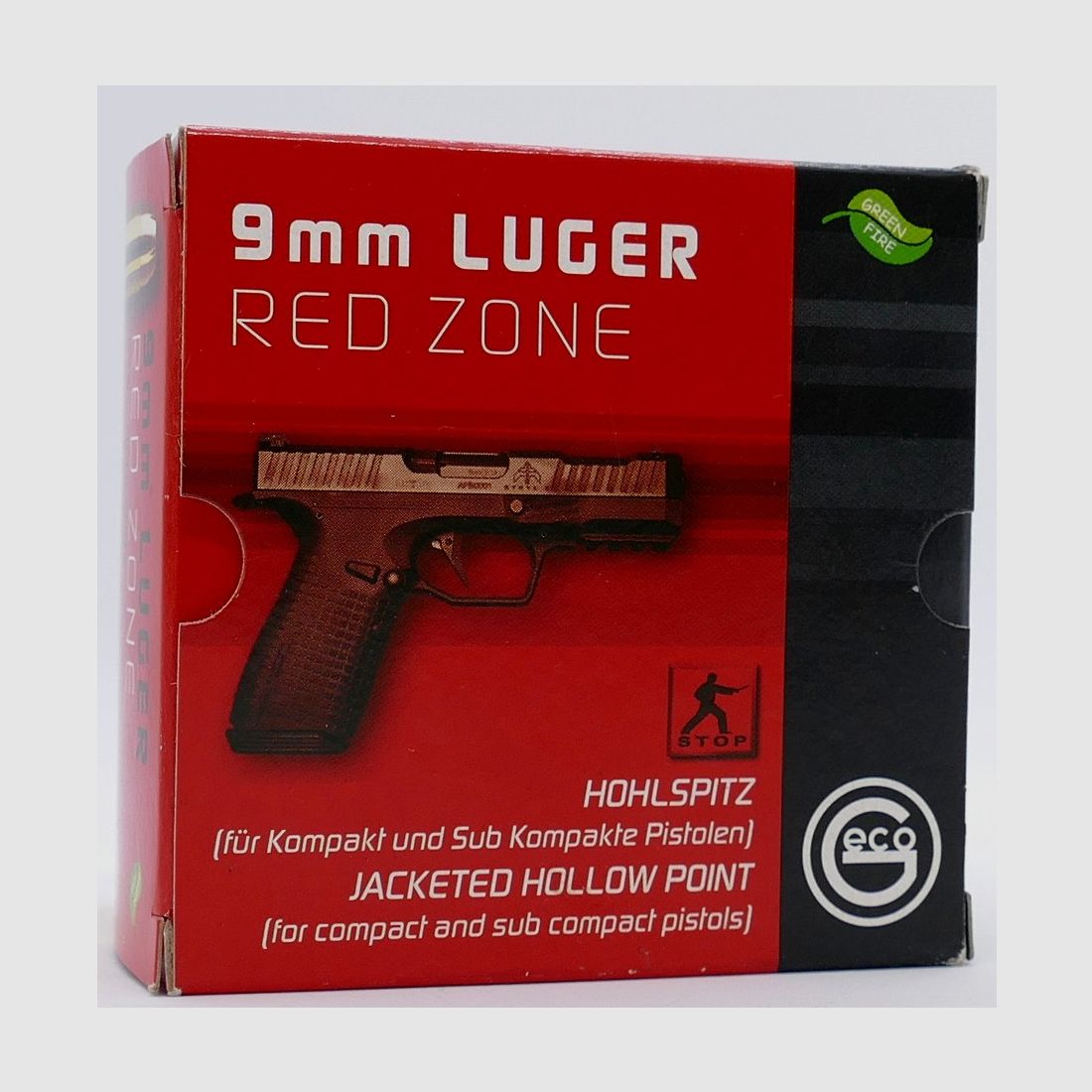 Geco 9mm Luger RED ZONE HP 8.0g / 124grs, Short Barrel Handgun Cartridges