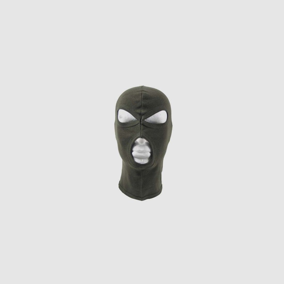 Balaclava, 3-Loch, dünn, oliv, 100 % Baumwolle