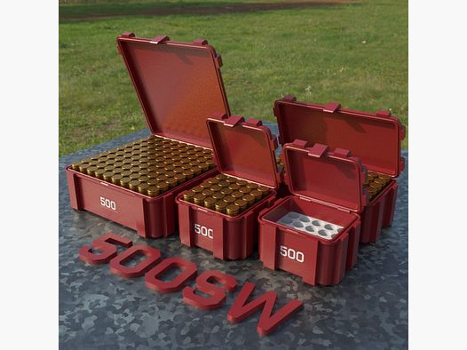 Filamelt Munitionsbox / .500 S&W / ‘Klappdeckel’ / Patronenbox, Ammo Box