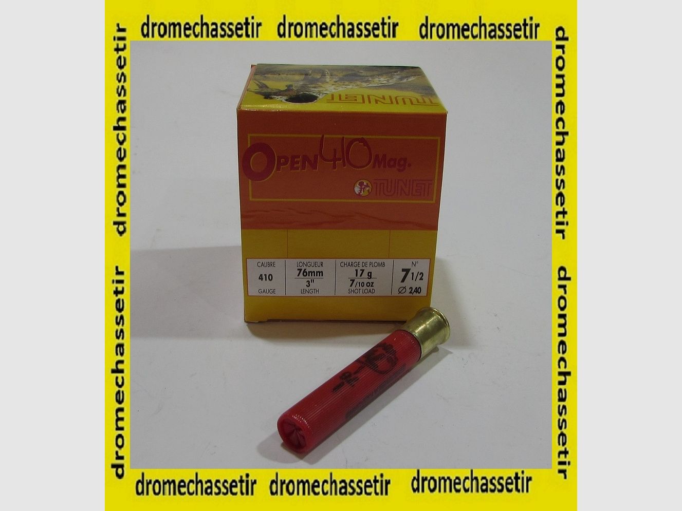 Box mit 25 Patronen Tunet Open Kal. 410 Schrot 7.5