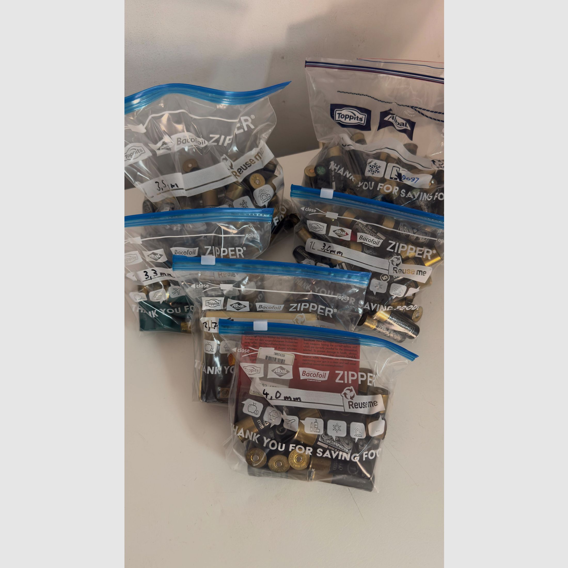 Conjunto calibre 16 munición de escopeta de diferentes perdigones 16/70