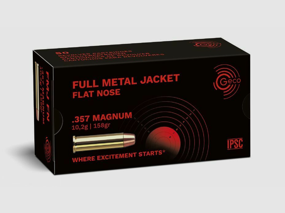 Geco FMJ Flat Nose 10,2g/158grs à50 .357 Mag.