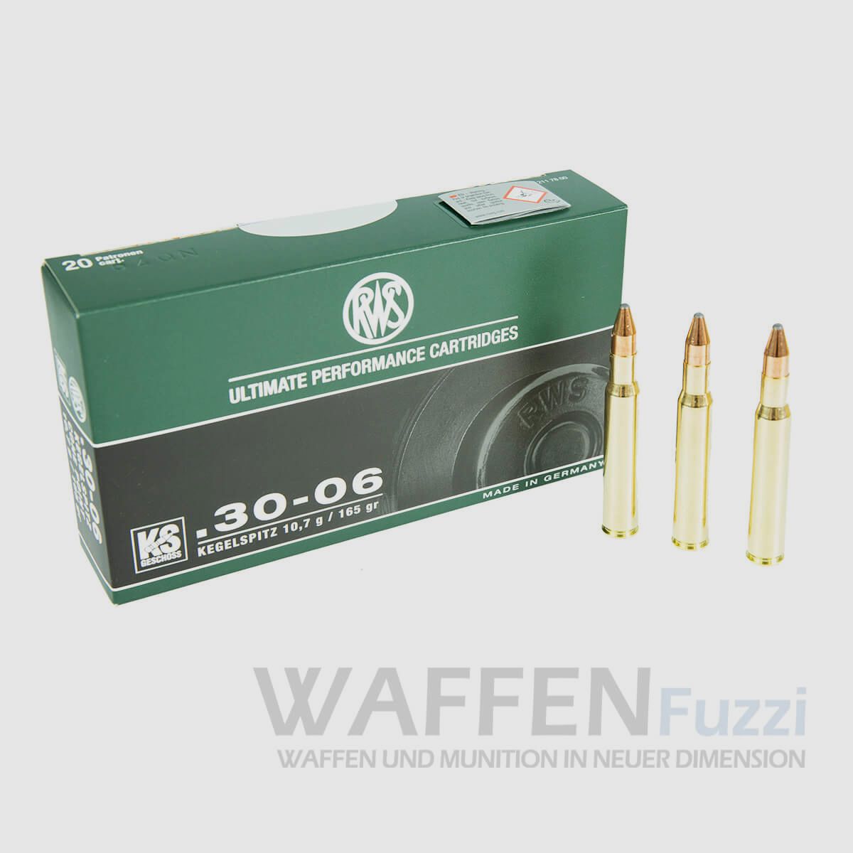 RWS cartucce per fucile calibro .30-06 punta conica 165gr