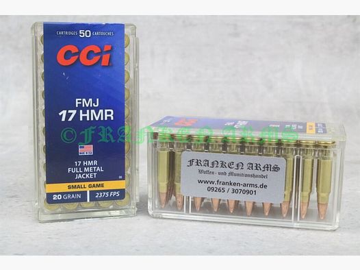 CCI .17HMR FMJ 20gr. 1,3g 50Stück Staffelpreise