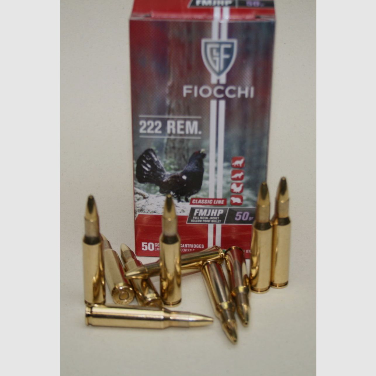 Munition FIOCCHI Kal.222 REM – FMJ HP – 50 GRS – Schachtel mit 50