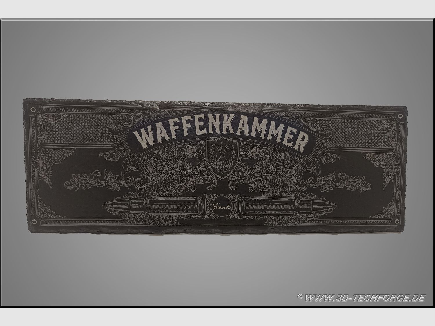 Schieferschild -Waffenkammer (38 x 13cm) – Personalisiert & Wetterfest