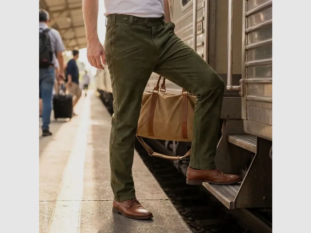 Pantalon Deerhunter Strasbourg vert en cuir déperlant, image 5 sur 9