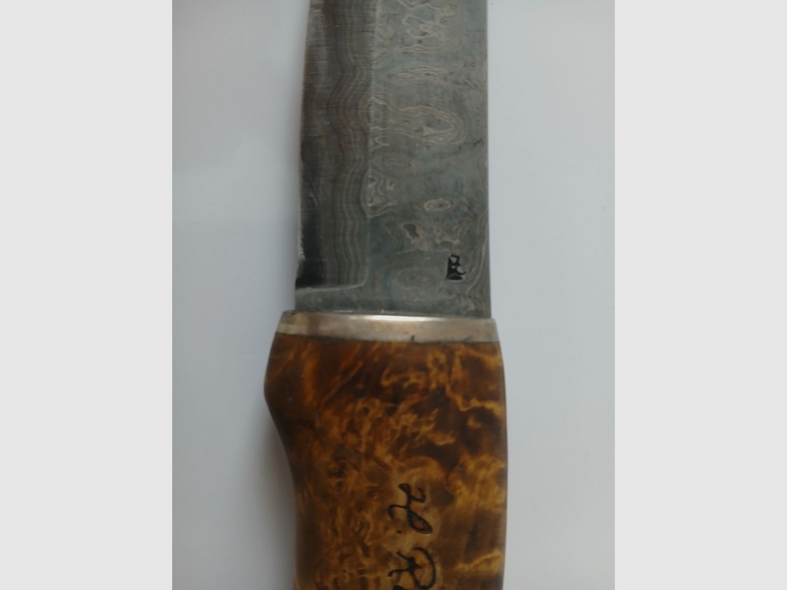Heimo Roselli Jagdmesser Damast Sterlingsilber