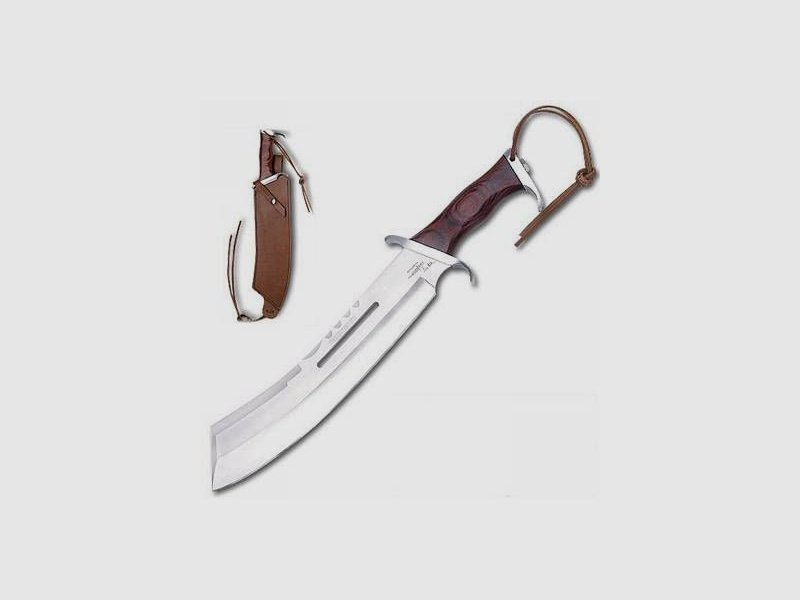 Hibben Combat Machete con funda de cuero
