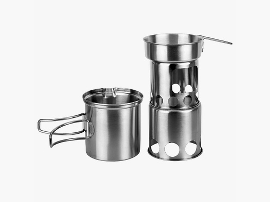 Fox Outdoor Ensemble de Cuisine Travel en Acier Inoxydable