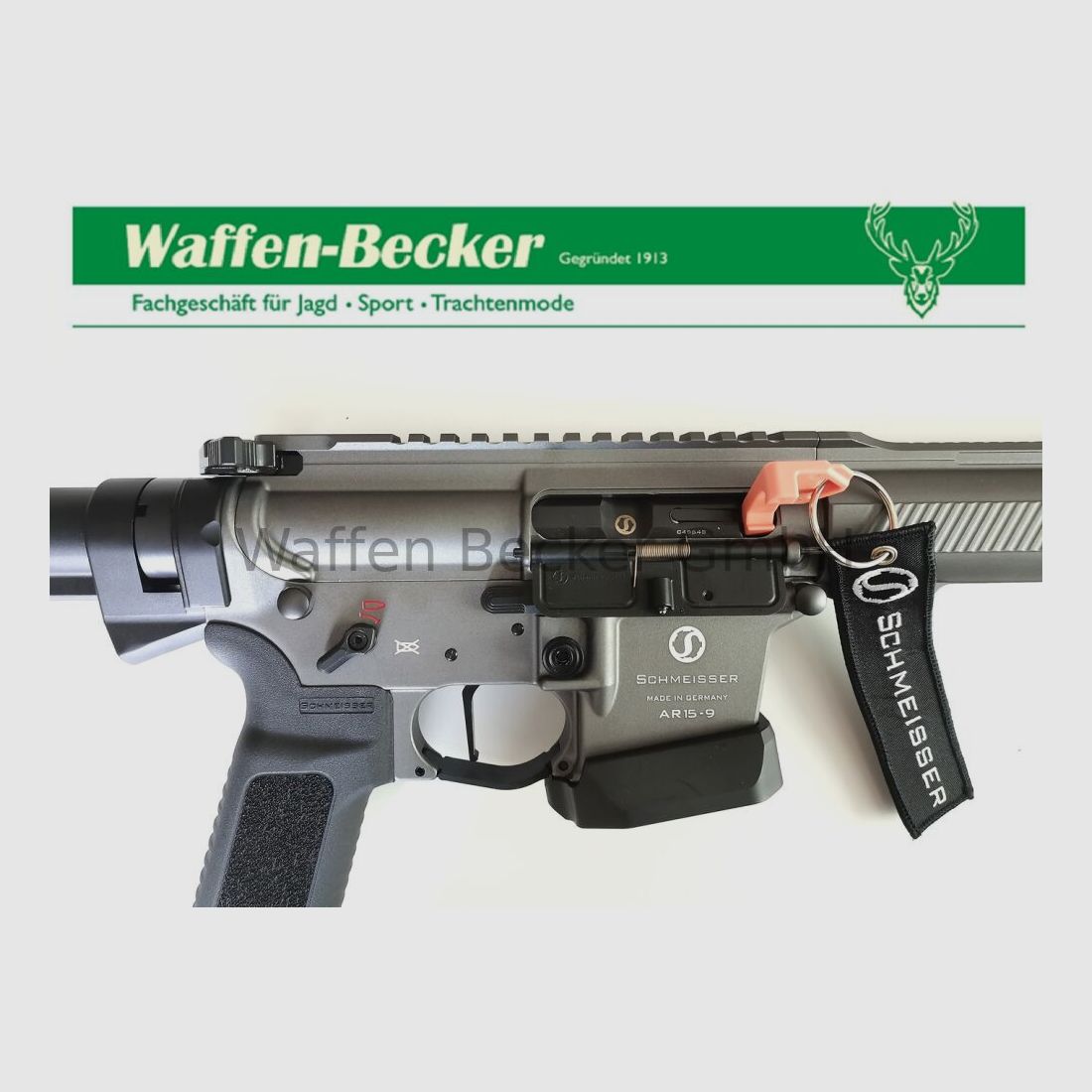 Schmeisser (Waffen Schumacher) AR15-9 S4F Sport Dynamic PCC Kal. 9mm Luger 10,5" grijs + Falke "C" Red-Dot