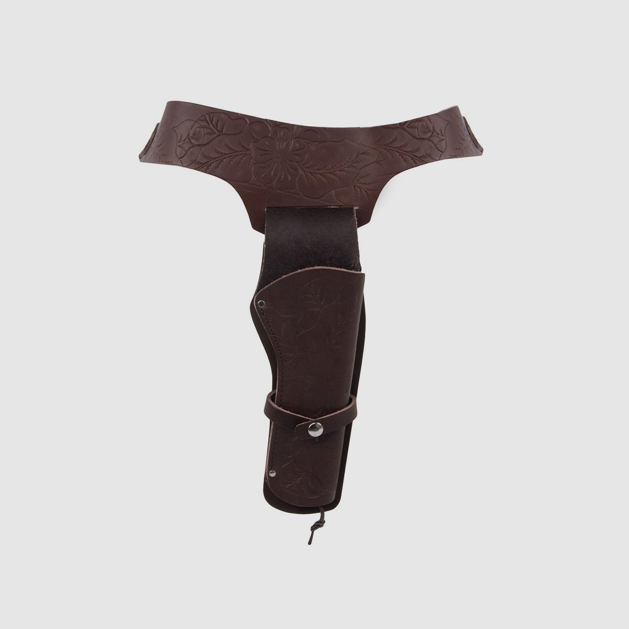 Western Revolvergurt rechts mit Verzierungen LĂ¤nge 110 cm dunkelbraun mit 1 Holster