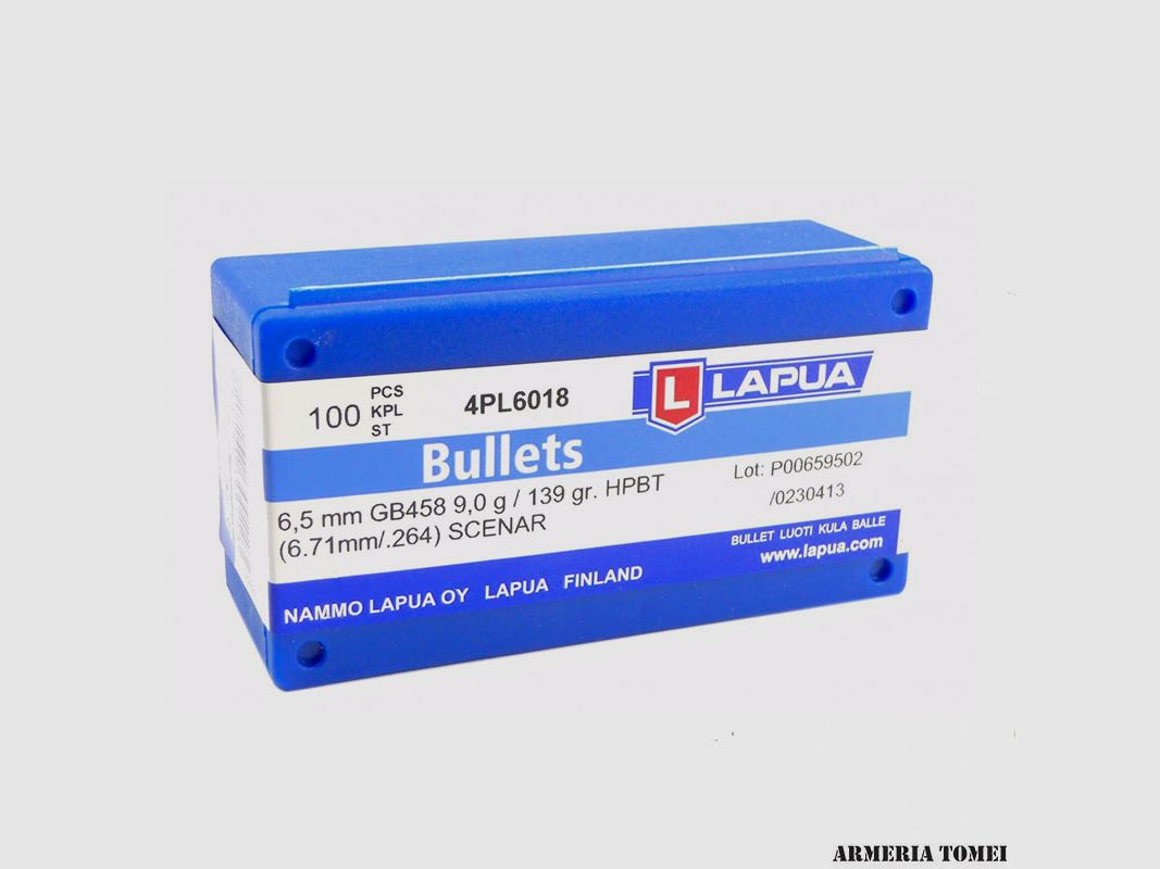 LAPUA – PALLE CAL 6,5 mm 139GR CONF. 100, immagine 3 di 3